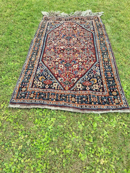 Vintage Colorful Oriental Rug Hand Knotted Tribal All Wool Mint Condition