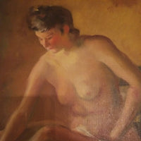 Antique Nude Painting Signed Renoir With Label