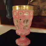 Antique Pink Moser Bohemian Glass Overlay Goblet