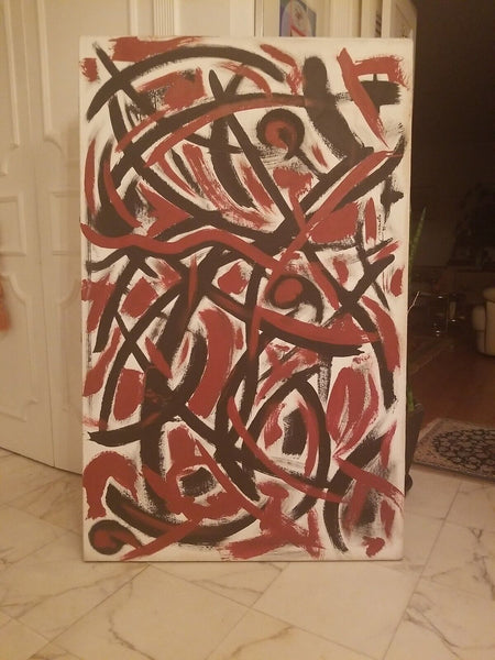 Museum quality Signed Vintage Abstract expressionist Painting #930008