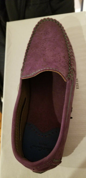 Robert Graham Purple Suede Men's Driving Shoes Size 9.5 D New with Box - Diamonds Sapphires Rubies Emeralds