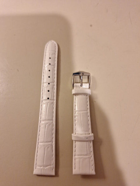 LE VIAN (LeVian) GENUINE LEATHER 14 MM WATCH STRAP ZAS 197 White  MISSING LUGS!!