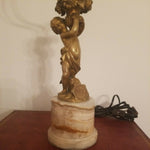 Antique Cherub Putti Cupid Bronze Lamp