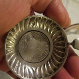 Set Of 2 Antique Sterling Silver Small Dishes With Spanish Coins Marked 1792