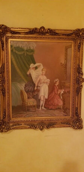 Signed Painting of Nude Woman - Diamonds Sapphires Rubies Emeralds