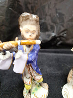 4 Antique Miniature Ceramic Figurines About 4" to 5" Tall