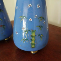 Paur Of Antique Moser Opaline Footed Vases