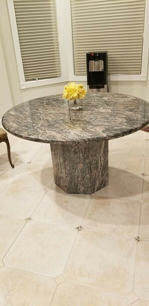 Round Granite Kitchen Table - Diamonds Sapphires Rubies Emeralds