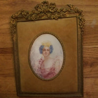 Antique Gilt Bronze Large Miniature Painting Signed