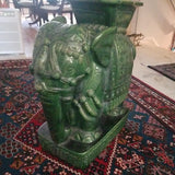 Mid Century Modern Chinese Green Porcelain Elephant Gardenining Bench #94008
