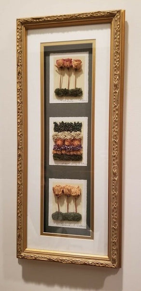 Pair of Framed Dry Flowers - Diamonds Sapphires Rubies Emeralds