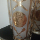 Mid Century Modern Hollywood regency Set 8 Gold Drinking Glasses