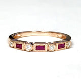 14K Rose Gold Diamond & Ruby Ring Band 0.40 TCW Size 6.5 - Diamonds Sapphires Rubies Emeralds