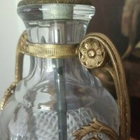 Antique Baccarat Neoclassical Crystal and Bronze Urn