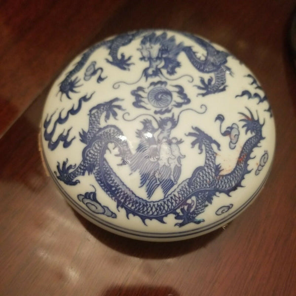 Vintage Chinese Porcelain Signed Dragon Box