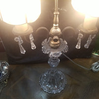 Antique Double Lamp Possibly Crystal and Bronze