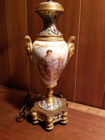 Antique French Sevres Bronze Champleve Ormolu with Nude Putti Cherub Girl - Diamonds Sapphires Rubies Emeralds