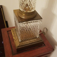 Massive Antique Baccarat Crystal and Bronze Lamp