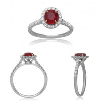 18K White Gold Ruby and Diamond Ring (EGL USA Certified) - Diamonds Sapphires Rubies Emeralds