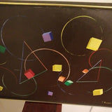 Mid Century Modern Abstract Cubist 3D Painting Signed and Dated