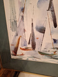 Mid Century Modern Painting WC Impressionist Sailboat