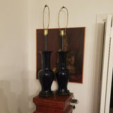 Vintage Pair Of Chinese Cobalt Blue Lamps