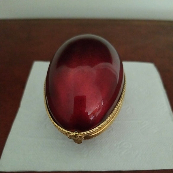 Vintage Enamel Egg Box Maroon