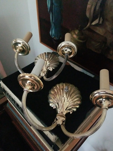 Pair of Mid century Modern Hollywood Glamor Shell Sconces