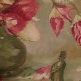 Vintage Asian Painting Still Life Green Flower Vase