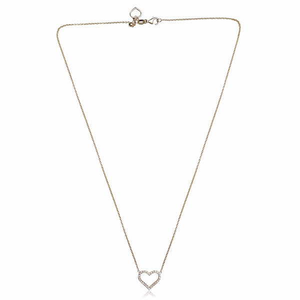 14K Yellow Gold Heart Shape Diamond Pendant with Chain