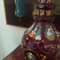 Antique Bohemian Glass Decanter Jeweled