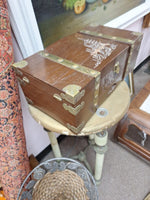 Antique Chinese Chiming Jewelry Box Wood And Brass