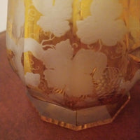 Antique Tankard Bohemian glass Moser Amber Cut Wheel Carved