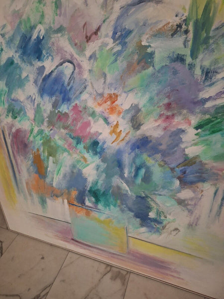 Massive Mid Century Modern Vintage Floral Signed Painting 48" X 48" #912008