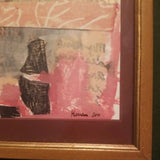 Vintage Collage Art Mixed Media Chinese  Caligraphy Framed Art Signed #9508