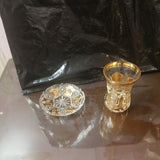 Set Of 6 Hand Carved Crystal Tea Cup and Saucer from Eastern Europe