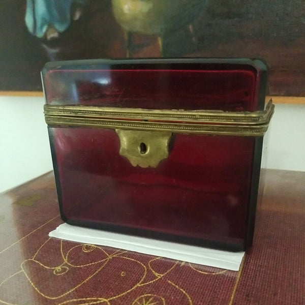 Antique Bohemian glass Moser Jewel box 1880