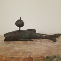 Antique Gold Inlaid Fish Orientalist Inkwell