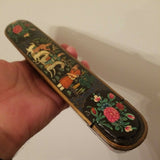 Vintage Asian Lacquer Hand Painted Pen Box