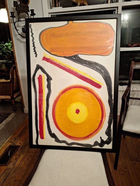 Mid Century Modern Abstract Painting Framed