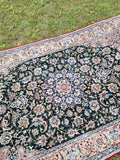 1970's Jade Green Silk And Wool Hand Knotted Rug