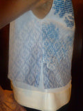 Lady's White with Blue Sachin & Babi Top Size 2 - Diamonds Sapphires Rubies Emeralds