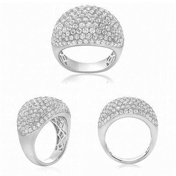 14K White Gold Pave Diamond Ring Size 6.5