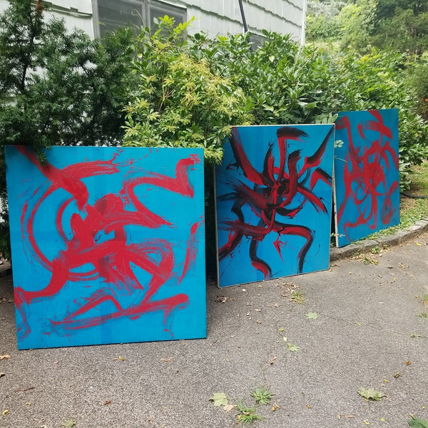 Mid Century Modern 3 Painting Abstract Collection