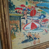 A Vintage Impressionist Beach Bikini Painting Signed