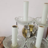 5 Light Bronze And Crystal Czechoslovakia Sconce Pair