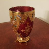 Antique Art Glass Moser Bohemian Ruby Enamel