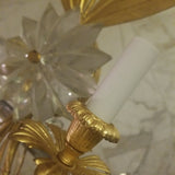 French Rock Crystal Gilt Pair Of Large Sconces