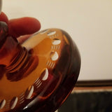 100 Years Old Amber Bohemian Glass Covered Goblet