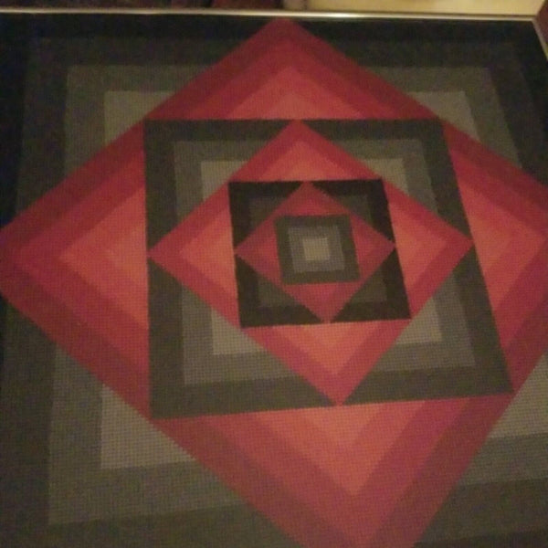 Mid century Modern Abstract Signed Pettipoint